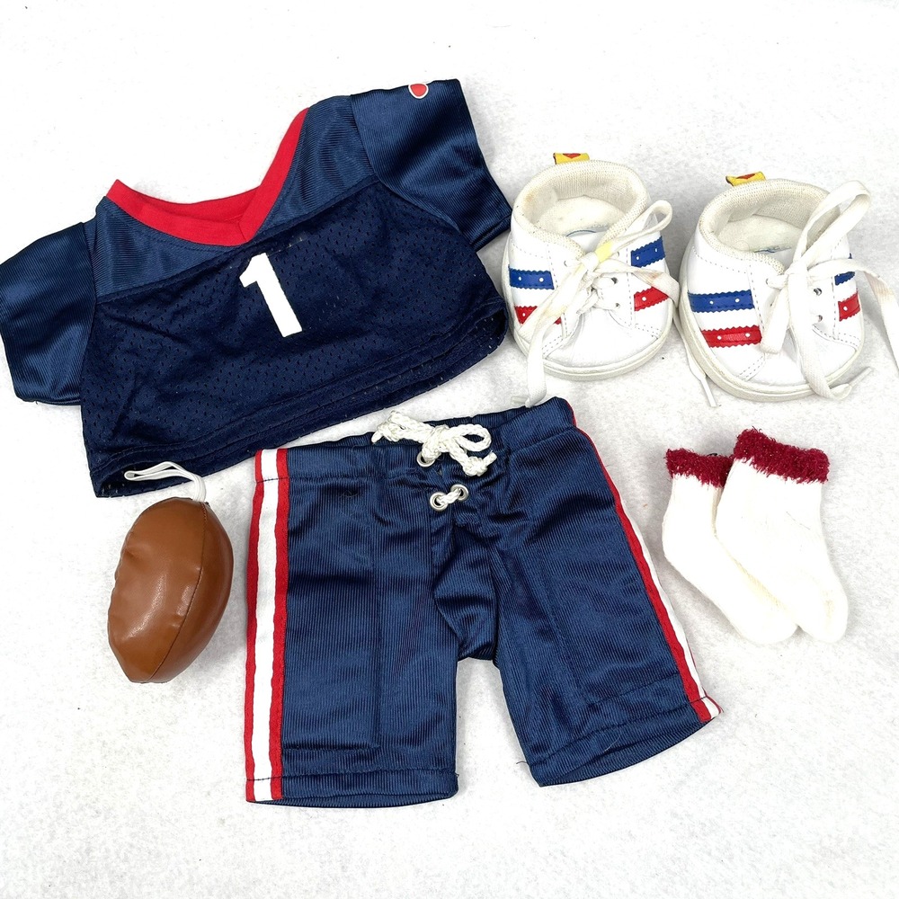 Build A Bear BAB Football Jersey Shorts Socks Shoes‎ Athletic Outfit Lot